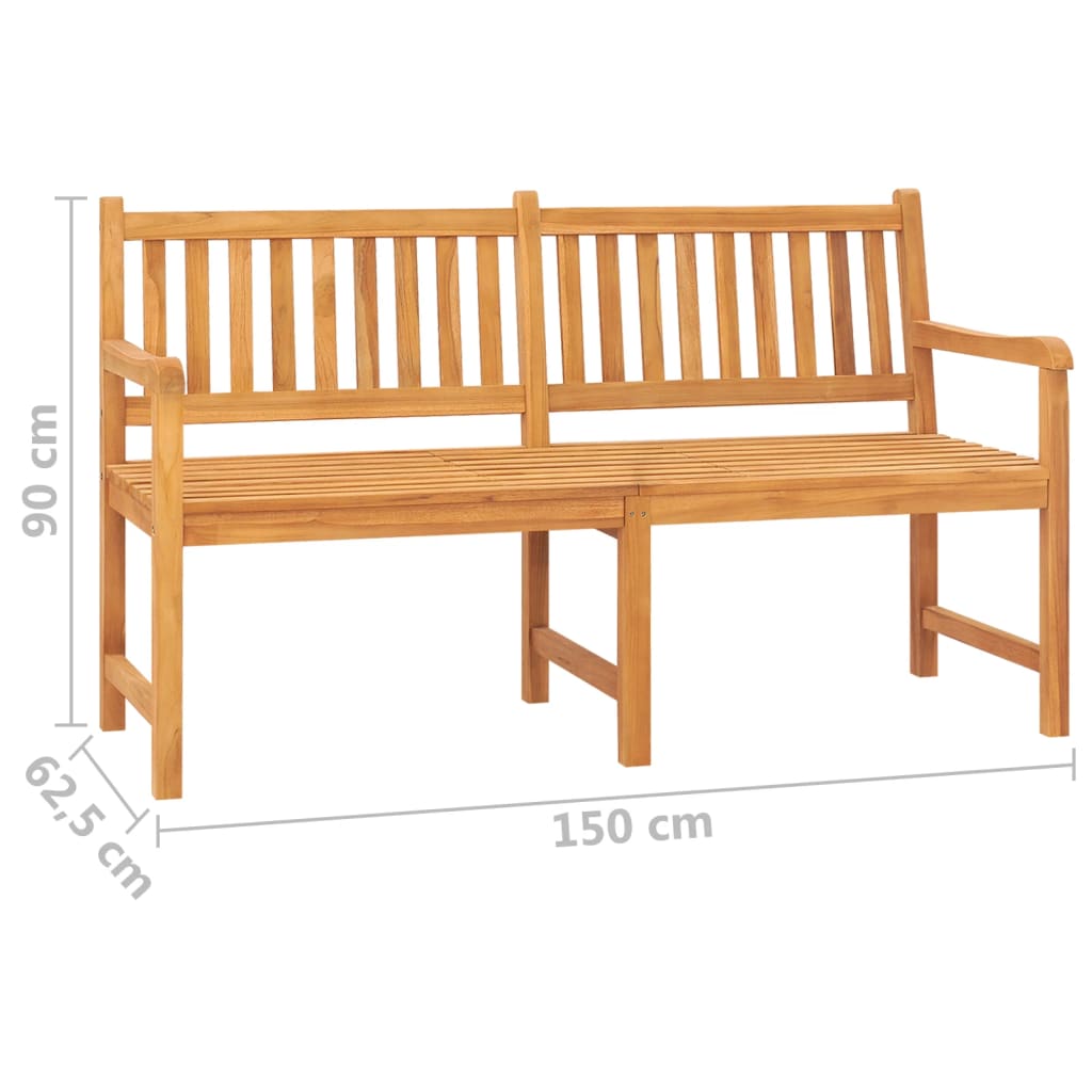 Panca Giardino a 3 Posti con Tavolino 150 cm in Legno di Teak - homemem39