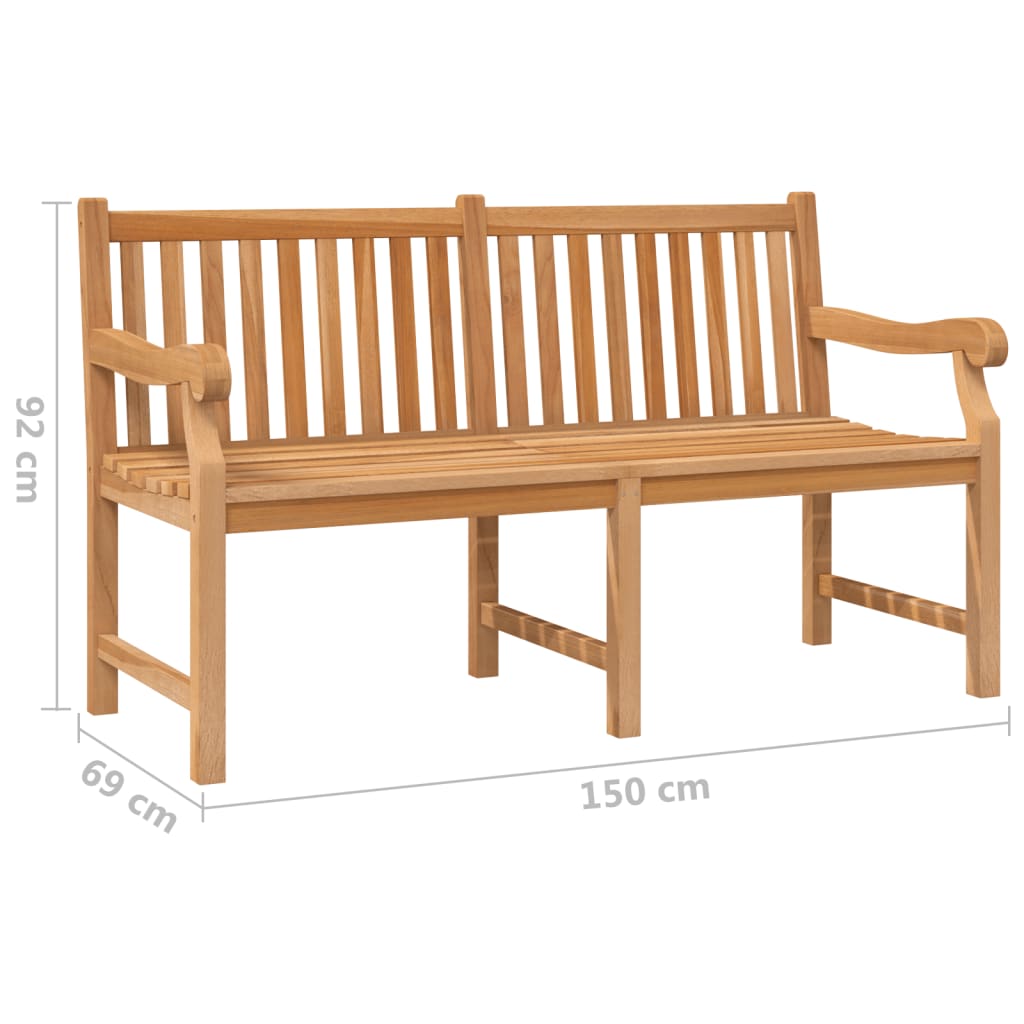 Panca da Giardino 150 cm in Legno Massello di Teak - homemem39