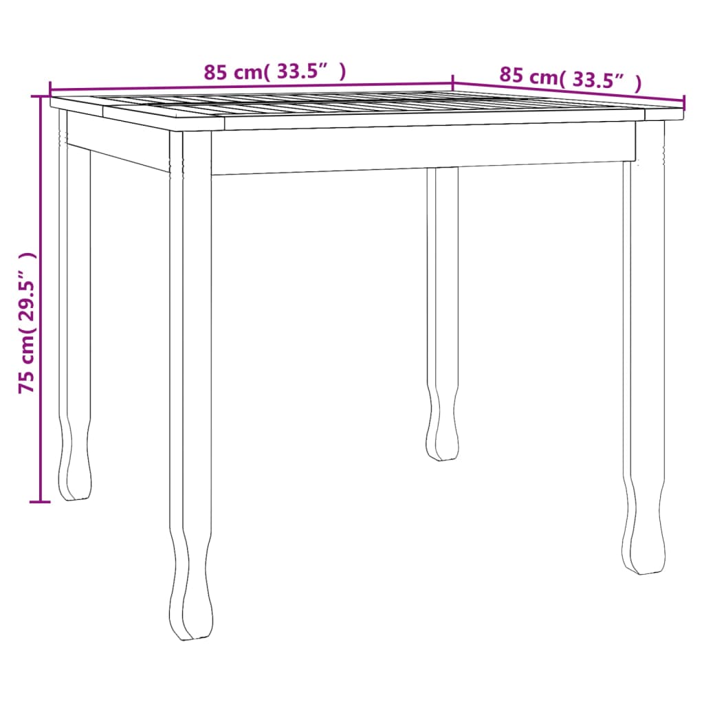 Tavolo da Pranzo da Giardino 85x85x75 cm Legno Massello di Teak - homemem39