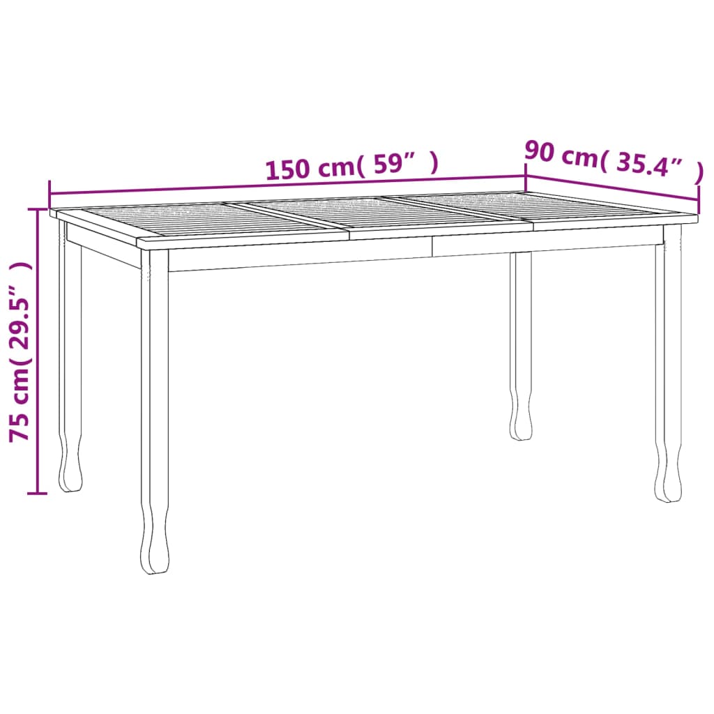 Tavolo da Pranzo da Giardino 150x90x75cm Legno Massello di Teak - homemem39