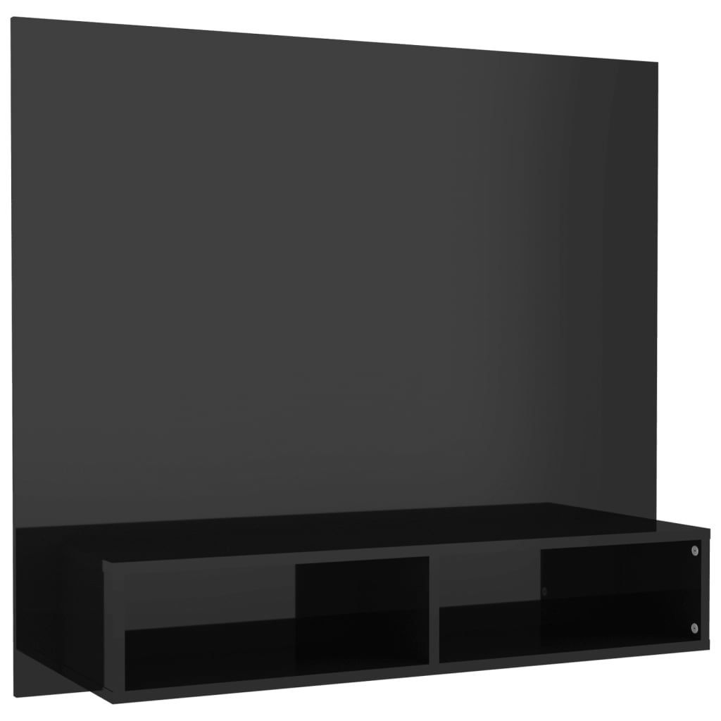 Mobile TV a Muro Nero Lucido 102x23,5x90 cm in Truciolato - homemem39