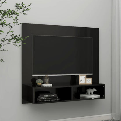 Mobile TV a Muro Nero Lucido 102x23,5x90 cm in Truciolato - homemem39