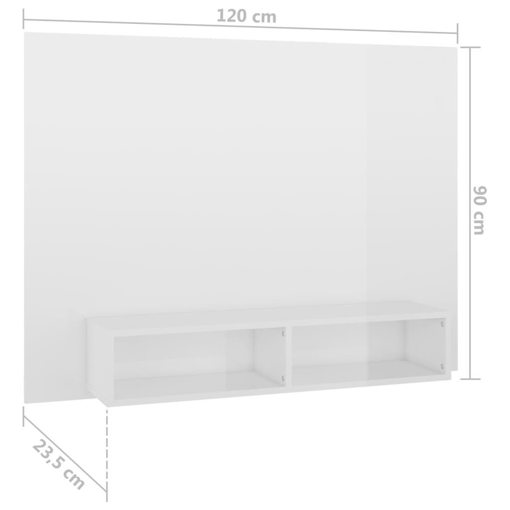 Mobile Porta TV a Muro Bianco Lucido 120x23,5x90cm Truciolato - homemem39