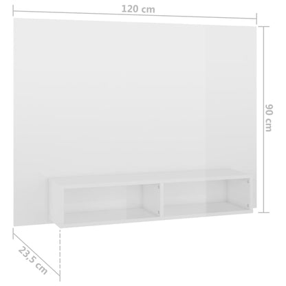 Mobile Porta TV a Muro Bianco Lucido 120x23,5x90cm Truciolato - homemem39