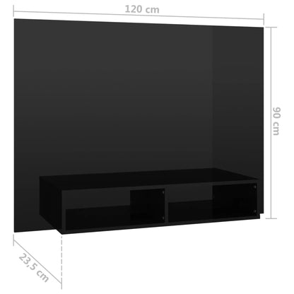 Mobile Porta TV a Muro Nero Lucido 120x23,5x90cm Truciolato - homemem39