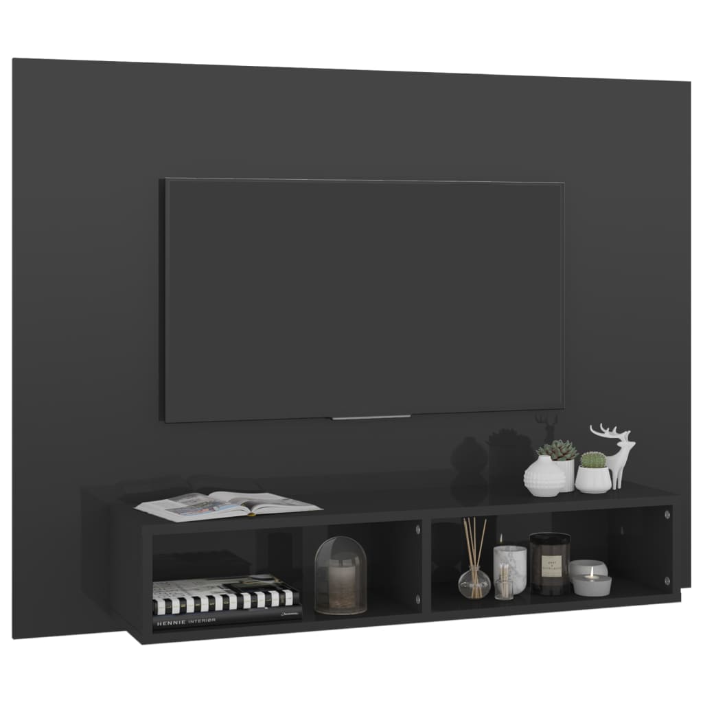 Mobile Porta TV a Muro Grigio Lucido 120x23,5x90cm Truciolato - homemem39