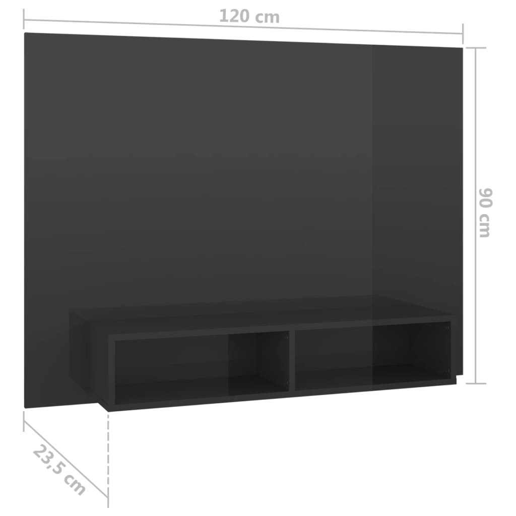 Mobile Porta TV a Muro Grigio Lucido 120x23,5x90cm Truciolato - homemem39