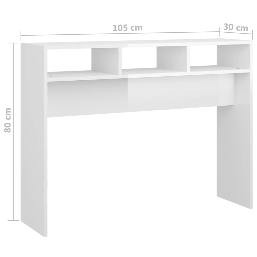 Tavolo Consolle Bianco Lucido 105x30x80 cm in Truciolato - homemem39