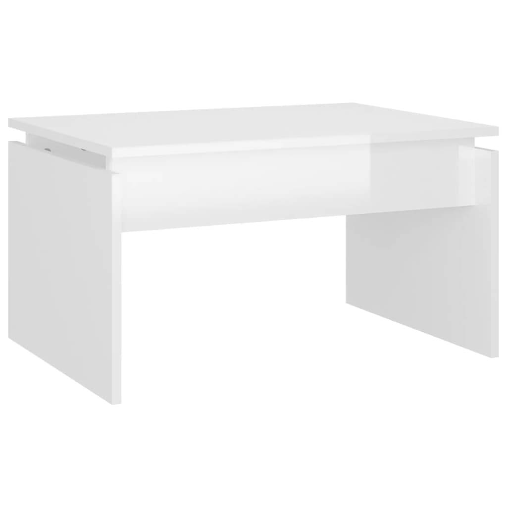 Tavolino da Salotto Bianco Lucido 68x50x38 cm in Truciolato - homemem39