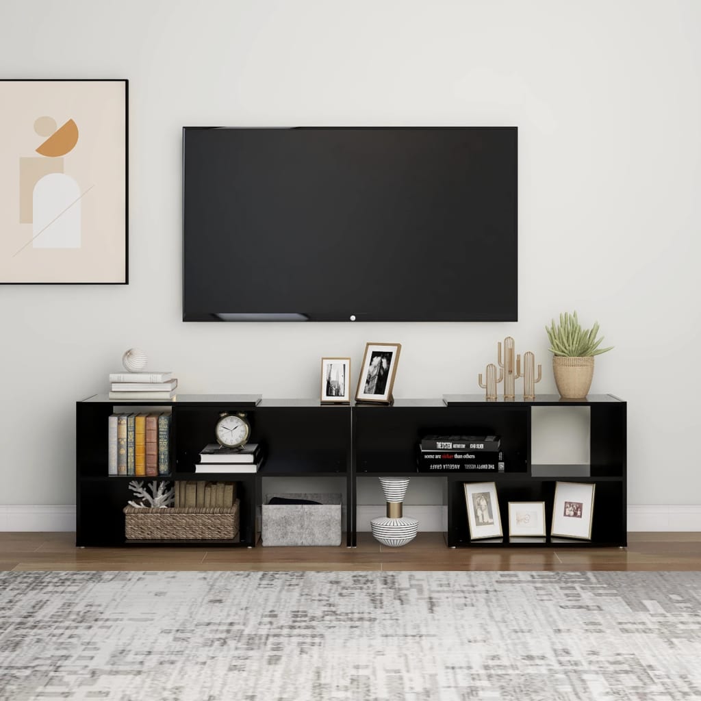 Mobile TV Nero 149x30x52 cm in Truciolato - homemem39