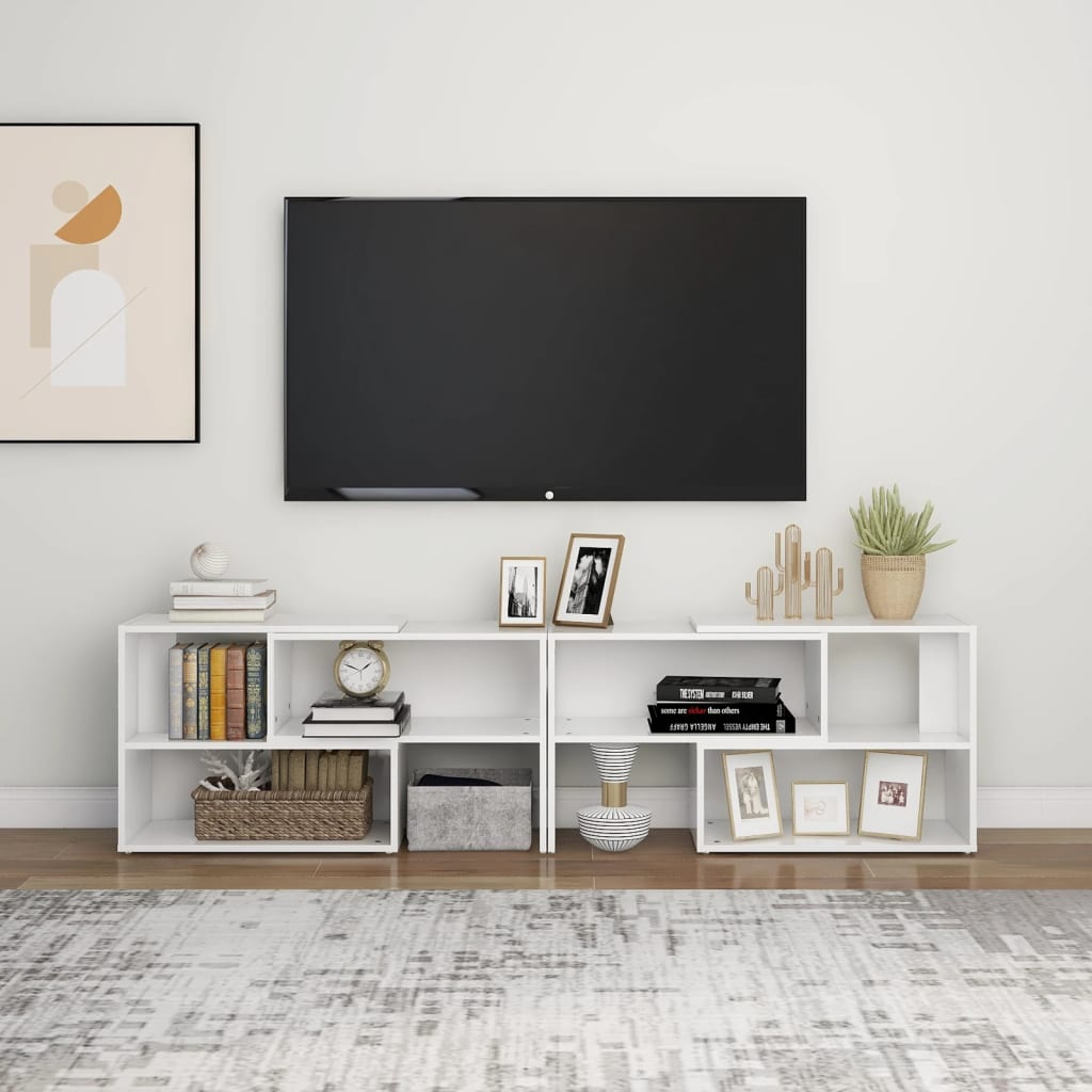 Mobile TV Bianco Lucido 149x30x52 cm in Truciolato - homemem39