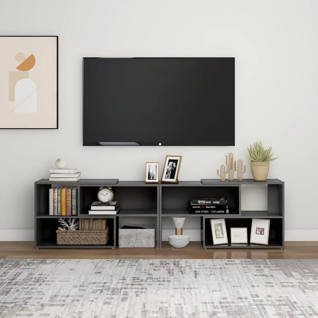 Mobile TV Grigio Lucido 149x30x52 cm in Truciolato - homemem39