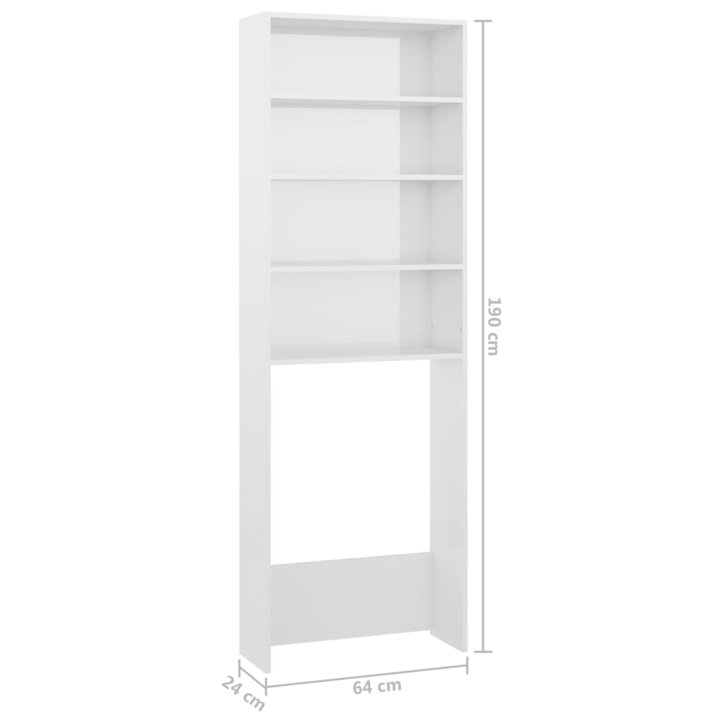 Mobile per Lavatrice Bianco Lucido 64x24x190 cm - homemem39