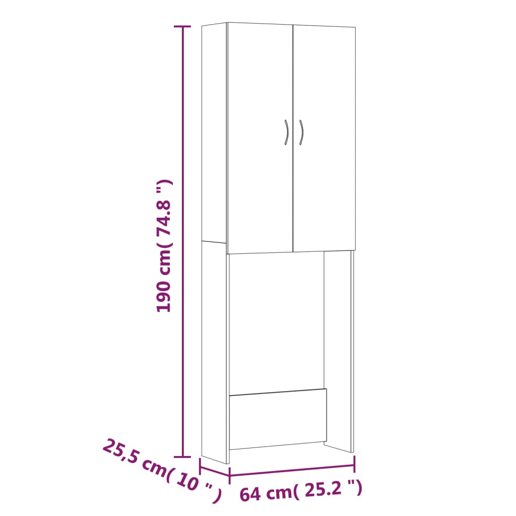 Mobile per Lavatrice Bianco 64x25,5x190 cm - homemem39