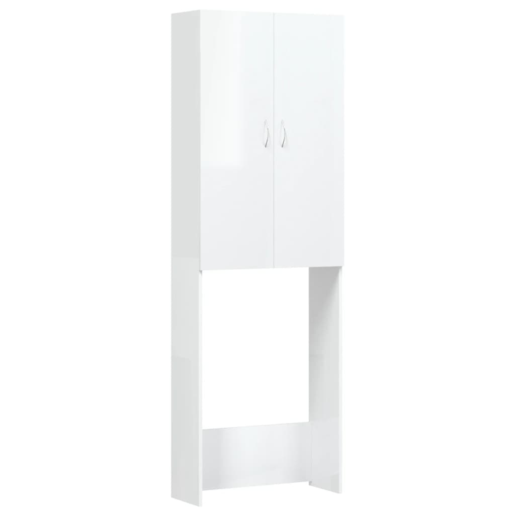 Mobile per Lavatrice Bianco Lucido 64x25,5x190 cm - homemem39