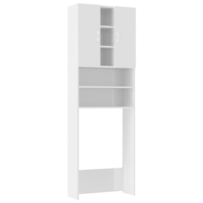 Mobile per Lavatrice Bianco Lucido 64x25,5x190 cm - homemem39