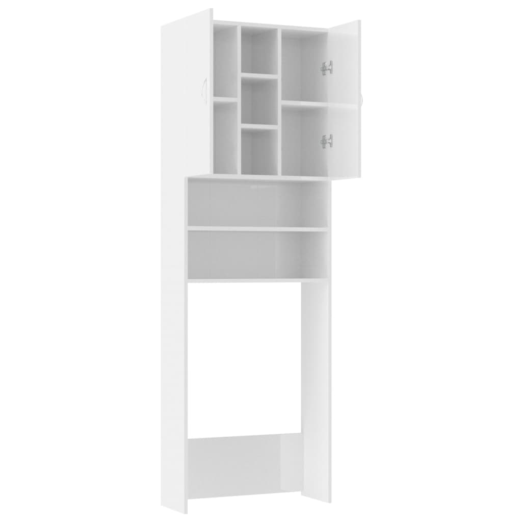 Mobile per Lavatrice Bianco Lucido 64x25,5x190 cm - homemem39