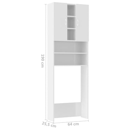 Mobile per Lavatrice Bianco Lucido 64x25,5x190 cm - homemem39