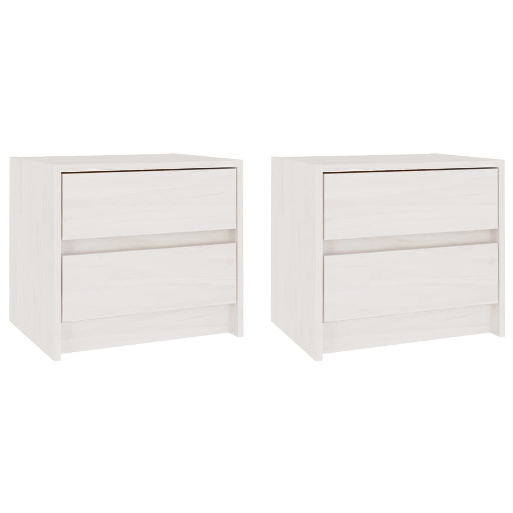 Comodini 2 pz Bianchi 40x30,5x35,5 cm in Legno Massello di Pino - homemem39