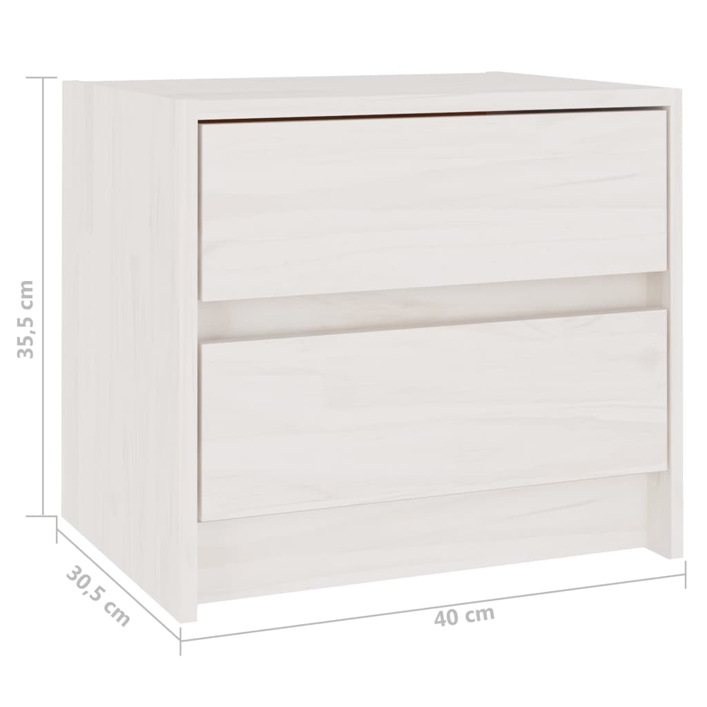 Comodini 2 pz Bianchi 40x30,5x35,5 cm in Legno Massello di Pino - homemem39