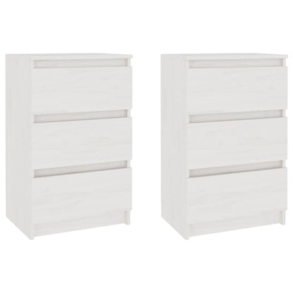 Comodini 2 pz Bianchi 40x29,5x64 cm in Legno Massello di Pino - homemem39