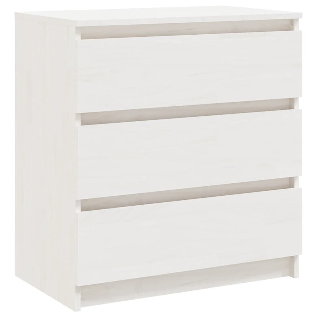 Comodino Bianco 60x36x64 cm in Legno Massello di Pino - homemem39