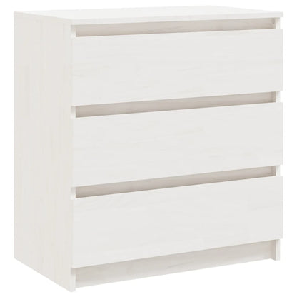 Comodino Bianco 60x36x64 cm in Legno Massello di Pino - homemem39