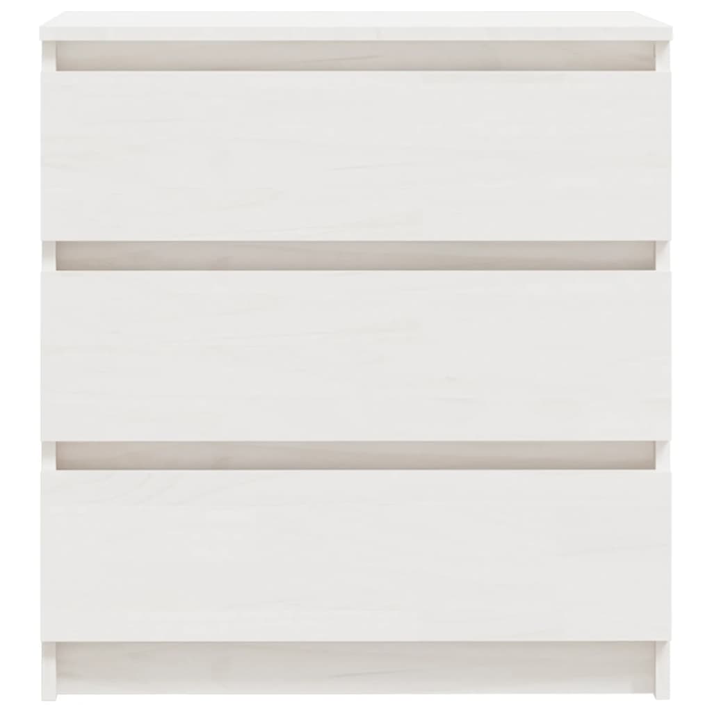 Comodino Bianco 60x36x64 cm in Legno Massello di Pino - homemem39