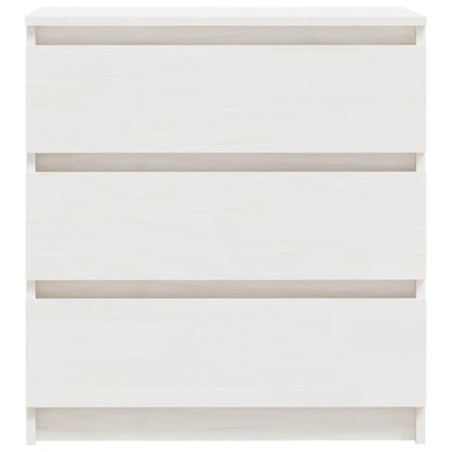 Comodino Bianco 60x36x64 cm in Legno Massello di Pino - homemem39