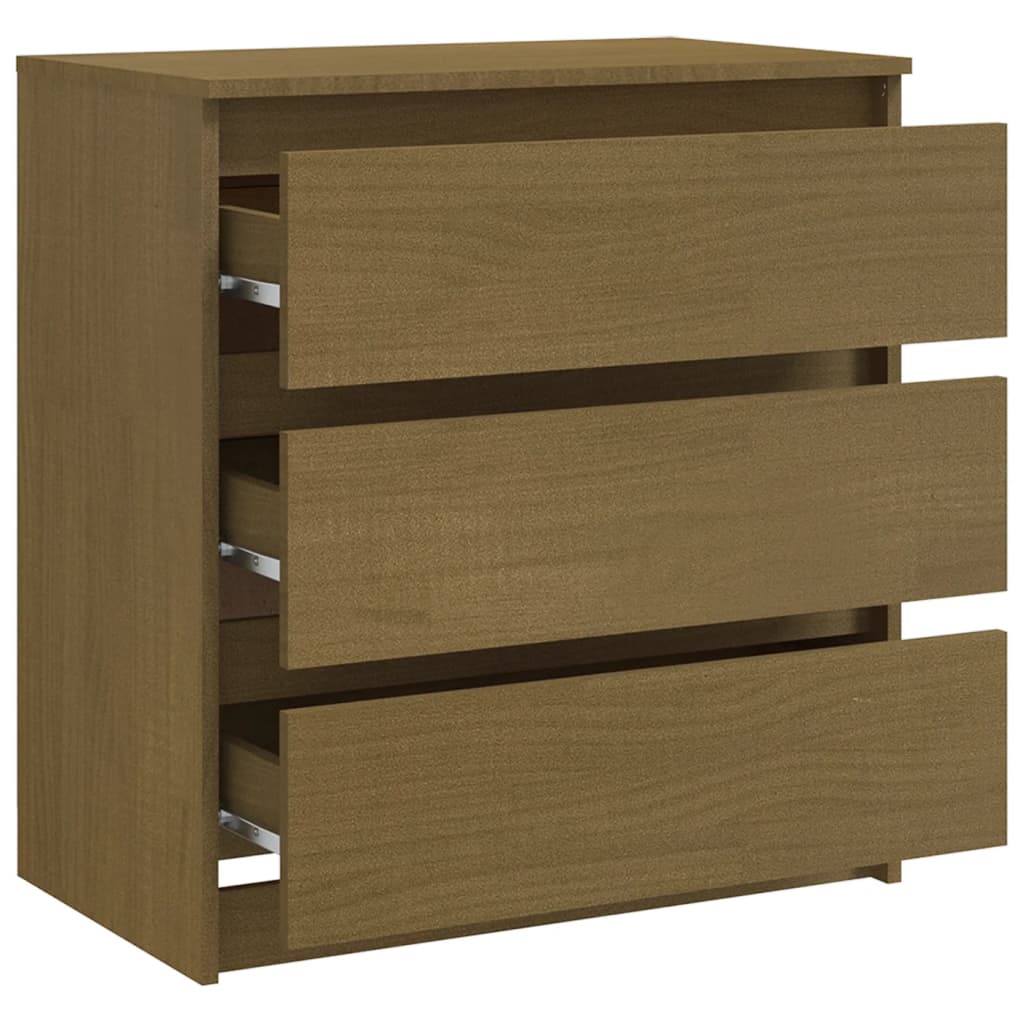 Comodino Miele 60x36x64 cm in Legno Massello di Pino - homemem39