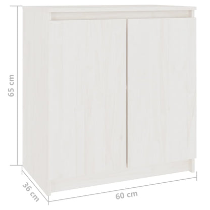 Credenza Bianca 60x36x65 cm in Legno Massello di Pino - homemem39