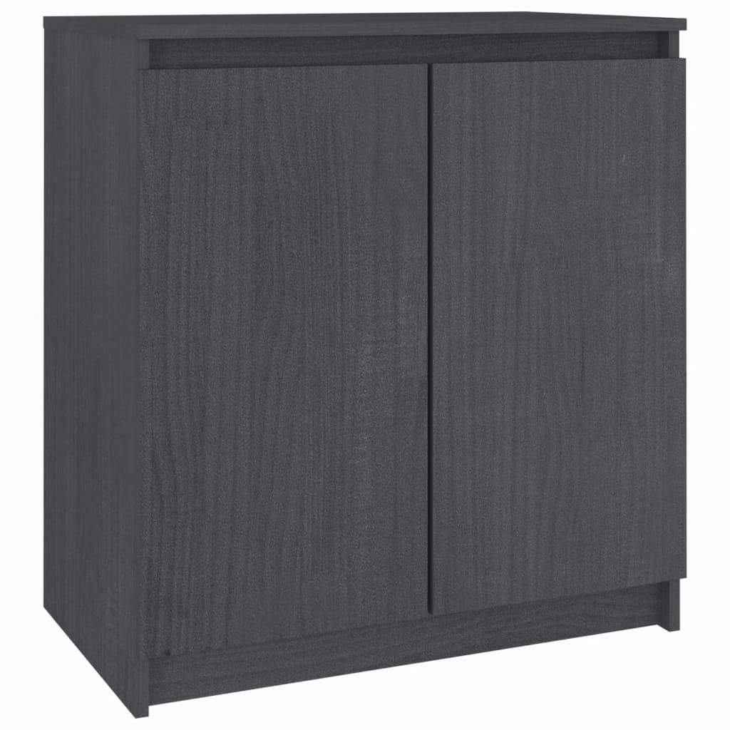 Credenza Grigia 60x36x65 cm in Legno Massello di Pino - homemem39