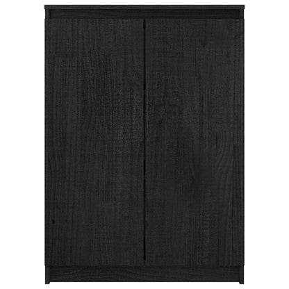 Credenza Nera 60x36x84 cm in Legno Massello di Pino - homemem39