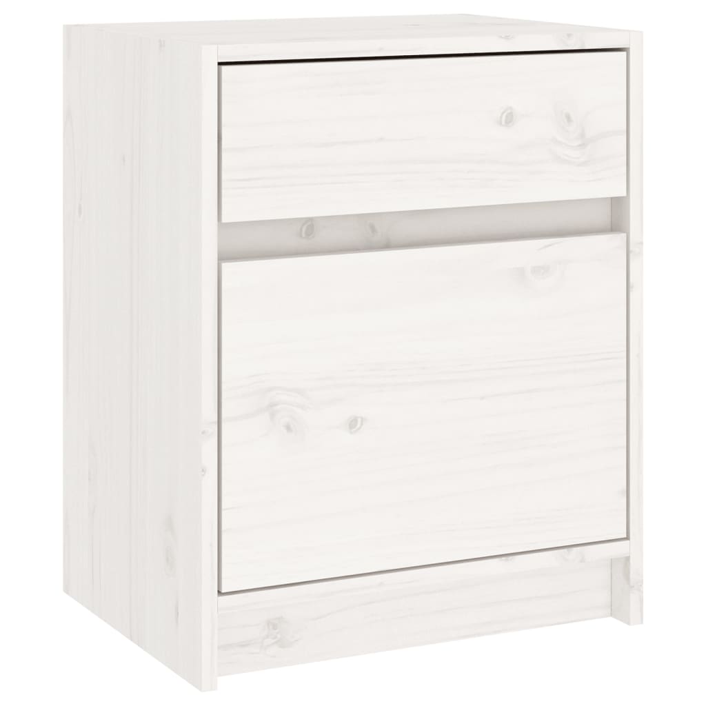 Comodini 2 pz Bianchi 40x31x50 cm in Legno Massello di Pino - homemem39