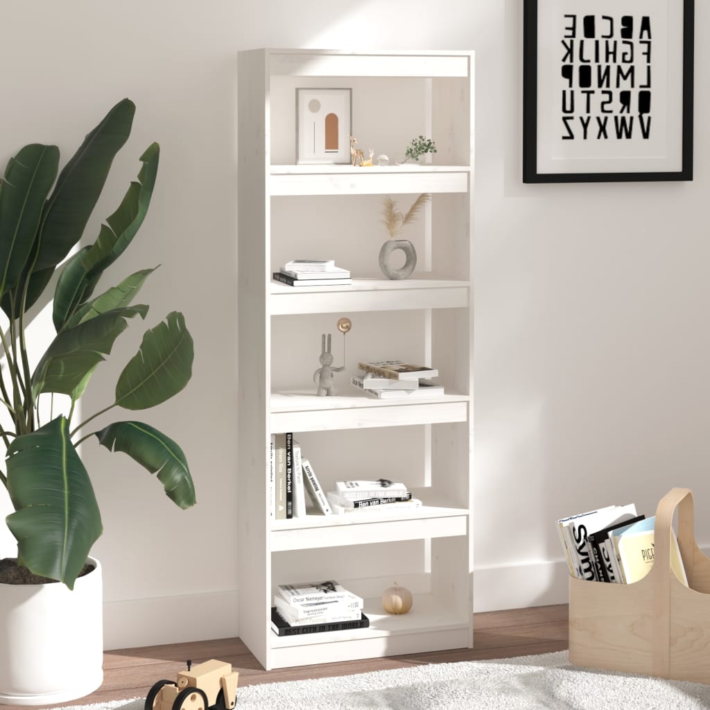 Libreria/Divisorio Bianco 60x30x167,5 cm in Massello di Pino - homemem39