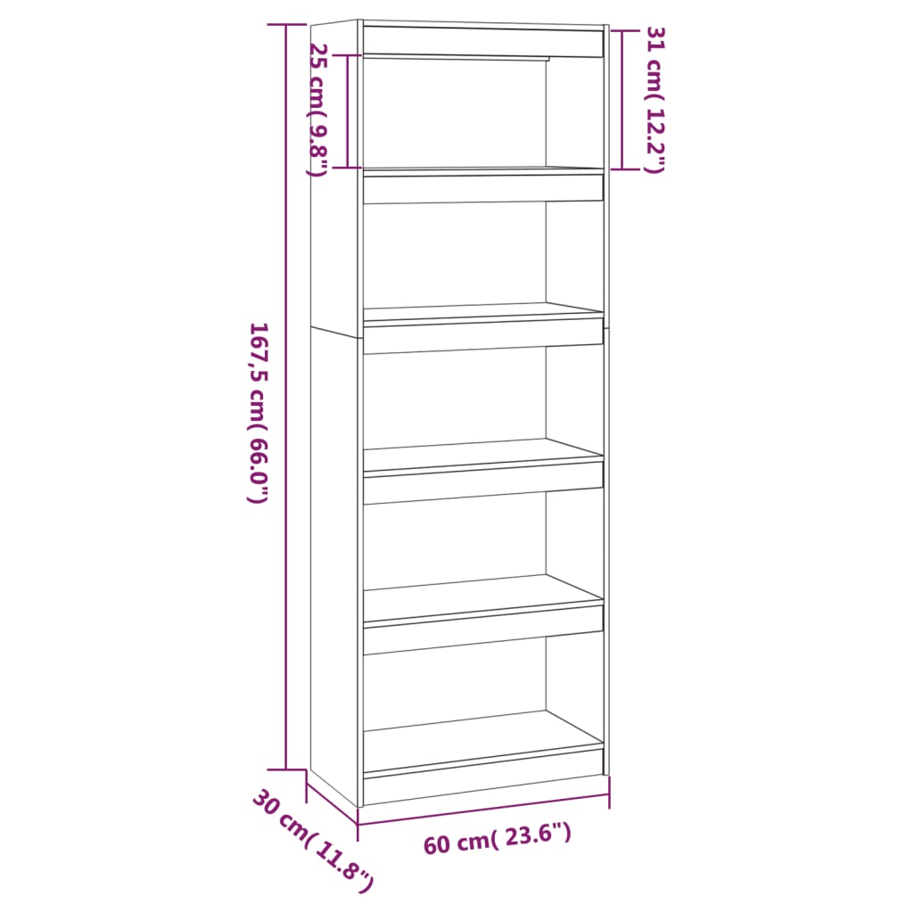 Libreria/Divisorio Bianco 60x30x167,5 cm in Massello di Pino - homemem39