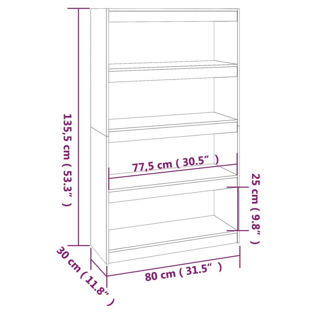 Libreria/Divisorio 80x30x135,5 cm in Legno Massello di Pino - homemem39