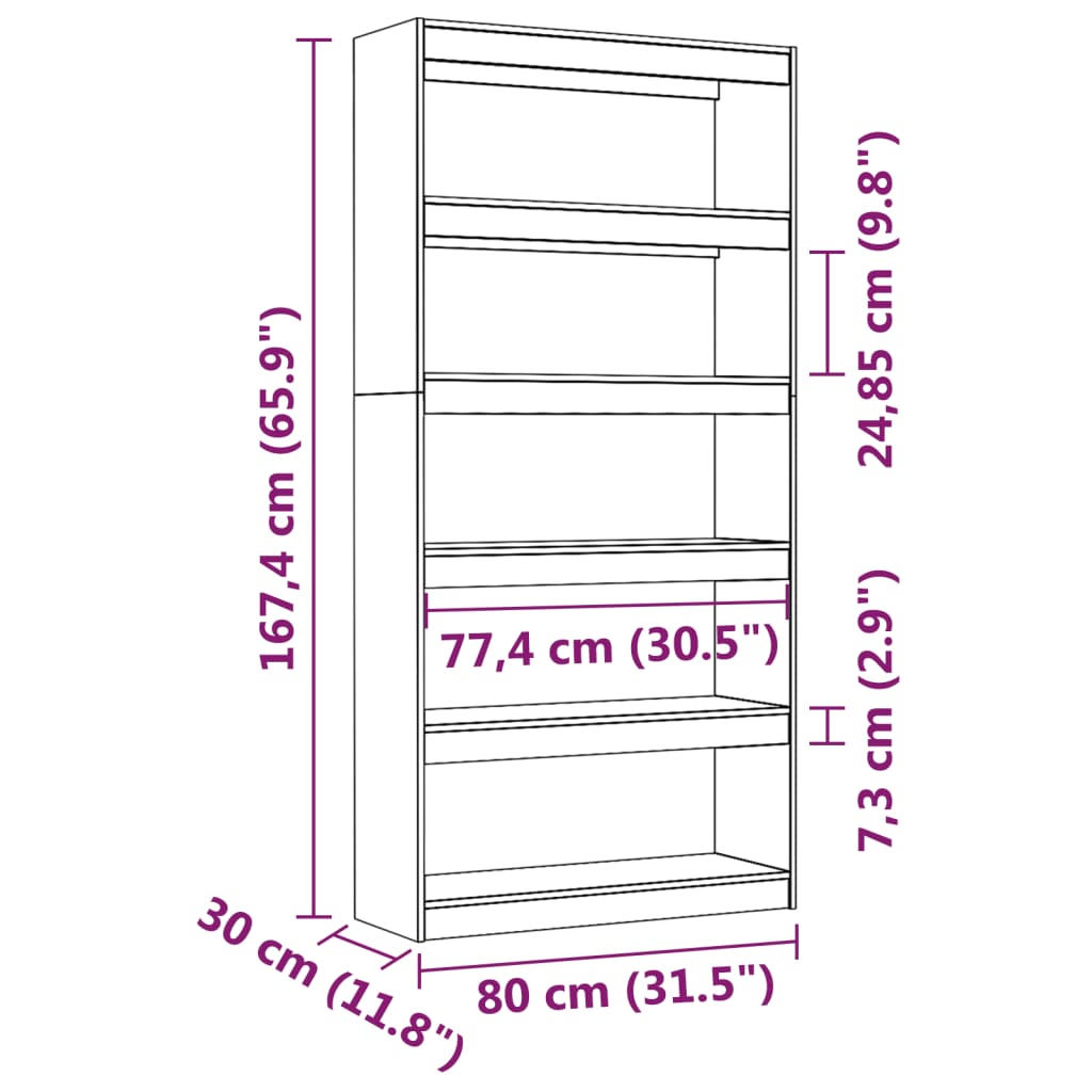 Libreria/Divisorio 80x30x167,4 cm Legno Massello di Pino - homemem39