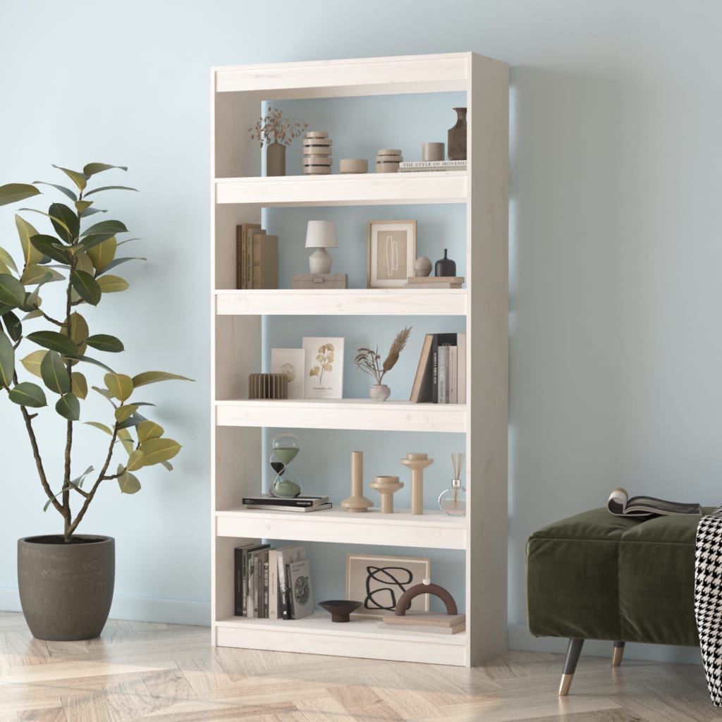 Libreria/Divisorio Bianco 80x30x167,4 cm Legno Massello di Pino - homemem39