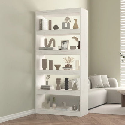 Libreria/Divisorio Bianco 80x30x167,4 cm Legno Massello di Pino - homemem39