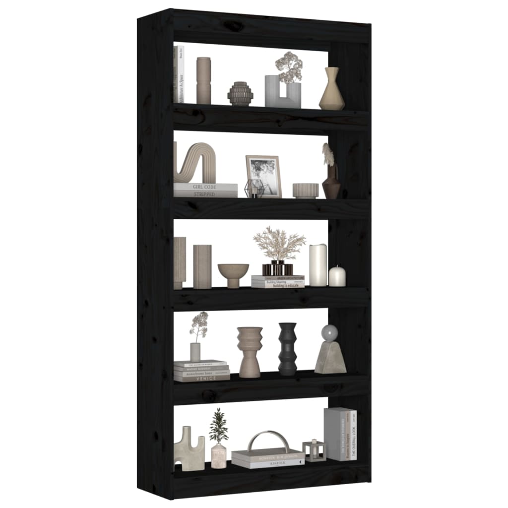 Libreria/Divisorio Nero 80x30x167,4 cm Legno Massello di Pino - homemem39