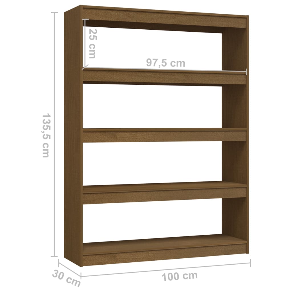 Libreria/Divisorio Marrone Miele 100x30x135,5 cm Legno di Pino - homemem39