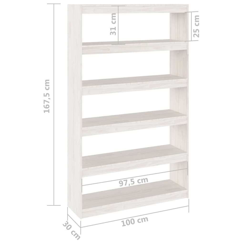 Libreria/Divisorio Bianco 100x30x167,5 cm in Massello di Pino - homemem39