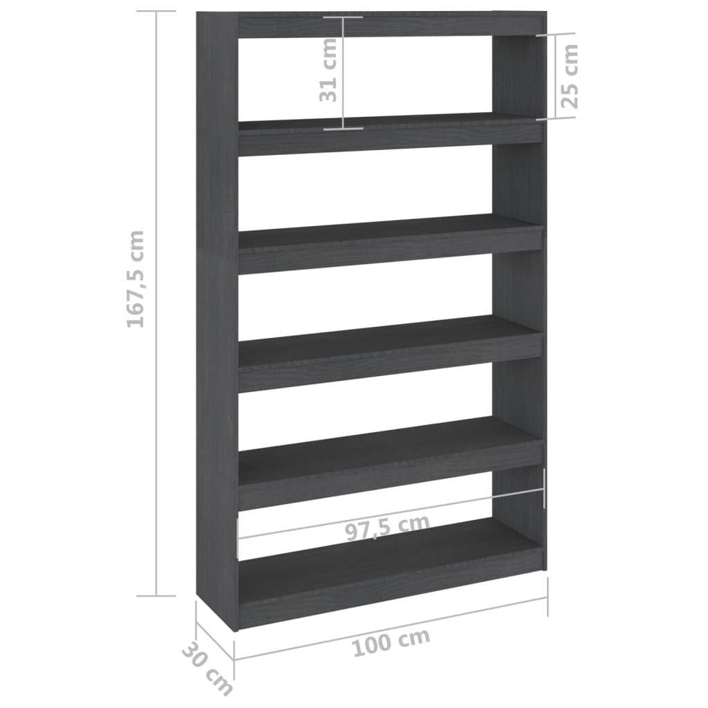 Libreria/Divisorio Grigio 100x30x167,5 cm in Massello di Pino - homemem39