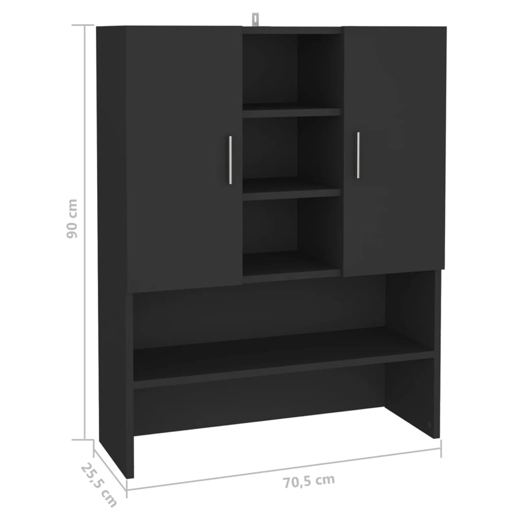 Mobile per Lavatrice Nero 70,5x25,5x90 cm - homemem39