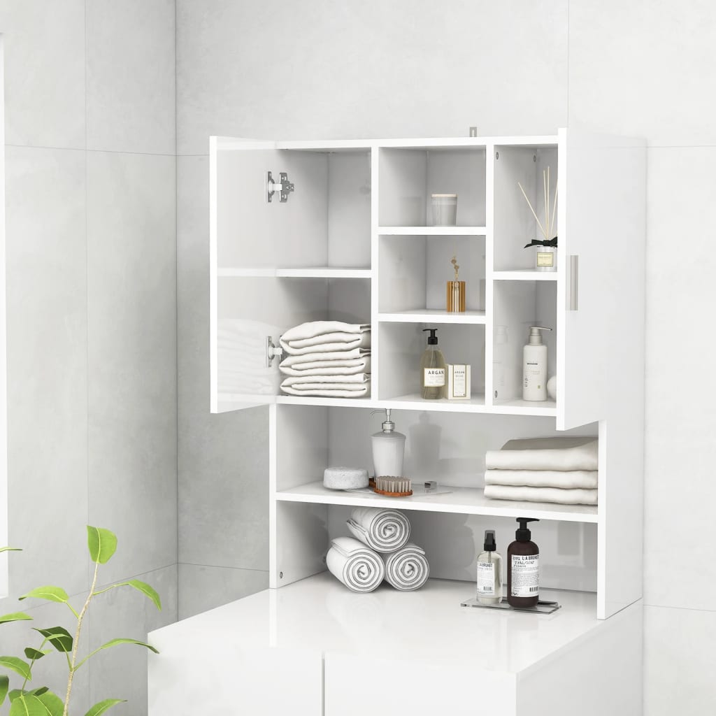 Mobile per Lavatrice Bianco Lucido 70,5x25,5x90 cm - homemem39