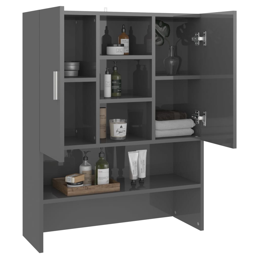 Mobile per Lavatrice Grigio Lucido 70,5x25,5x90 cm - homemem39