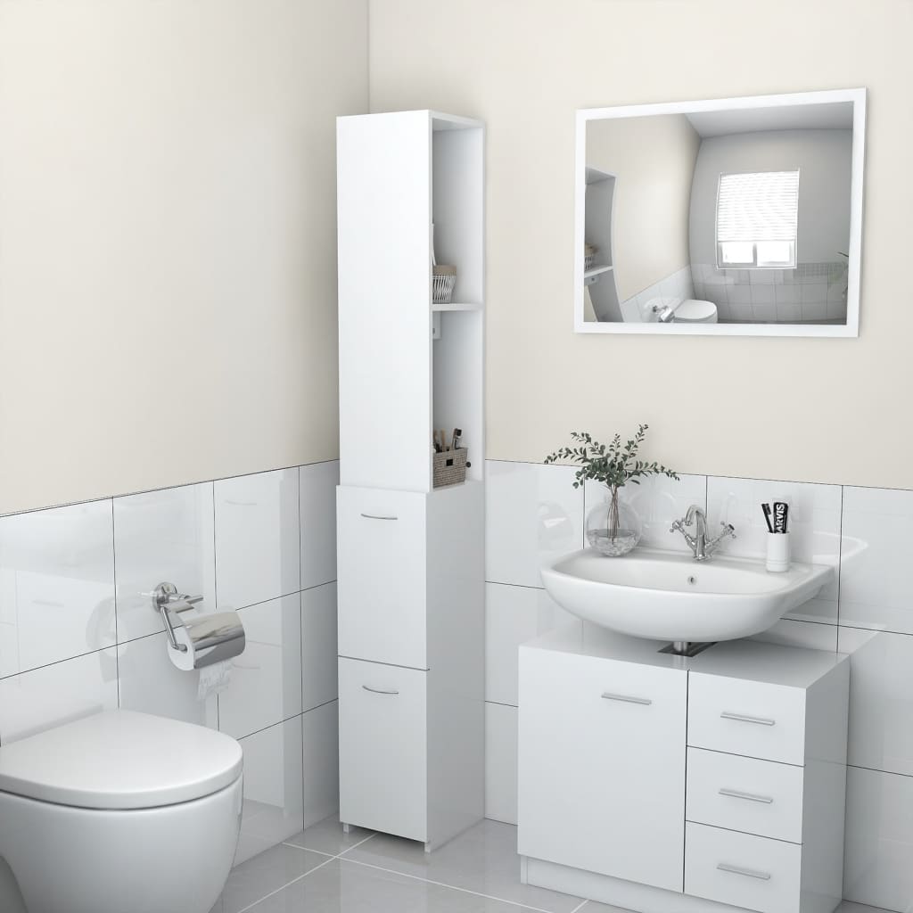 Armadietto da Bagno Bianco 25x25x170 cm in Truciolato - homemem39