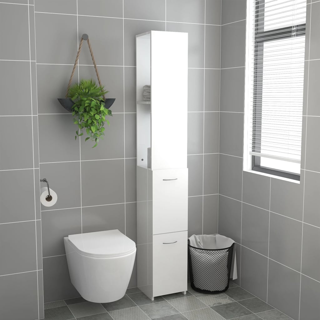 Armadietto da Bagno Bianco Lucido 25x25x170 cm in Truciolato - homemem39