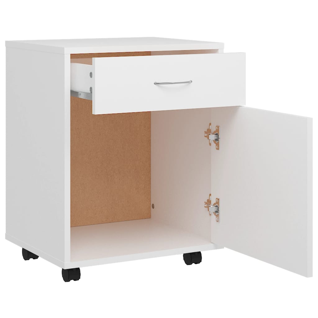 Mobiletto con Rotelle Bianco 45x38x54cm in Legno Ingegnerizzato - homemem39